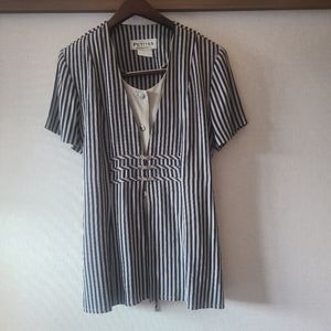 VNTG • Layered shortsleeve blouse ft. unique metal clasping • Beechers Brook